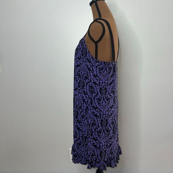 Studio Donatella Purple & Black Floral Print Chemise Nightgown, Women’s Medium - Picture 4 of 11